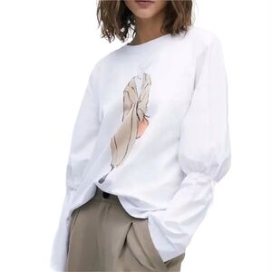 ZARA Woman's Print‎ Trench Coat Purse Half Tee Half Blouse Size S